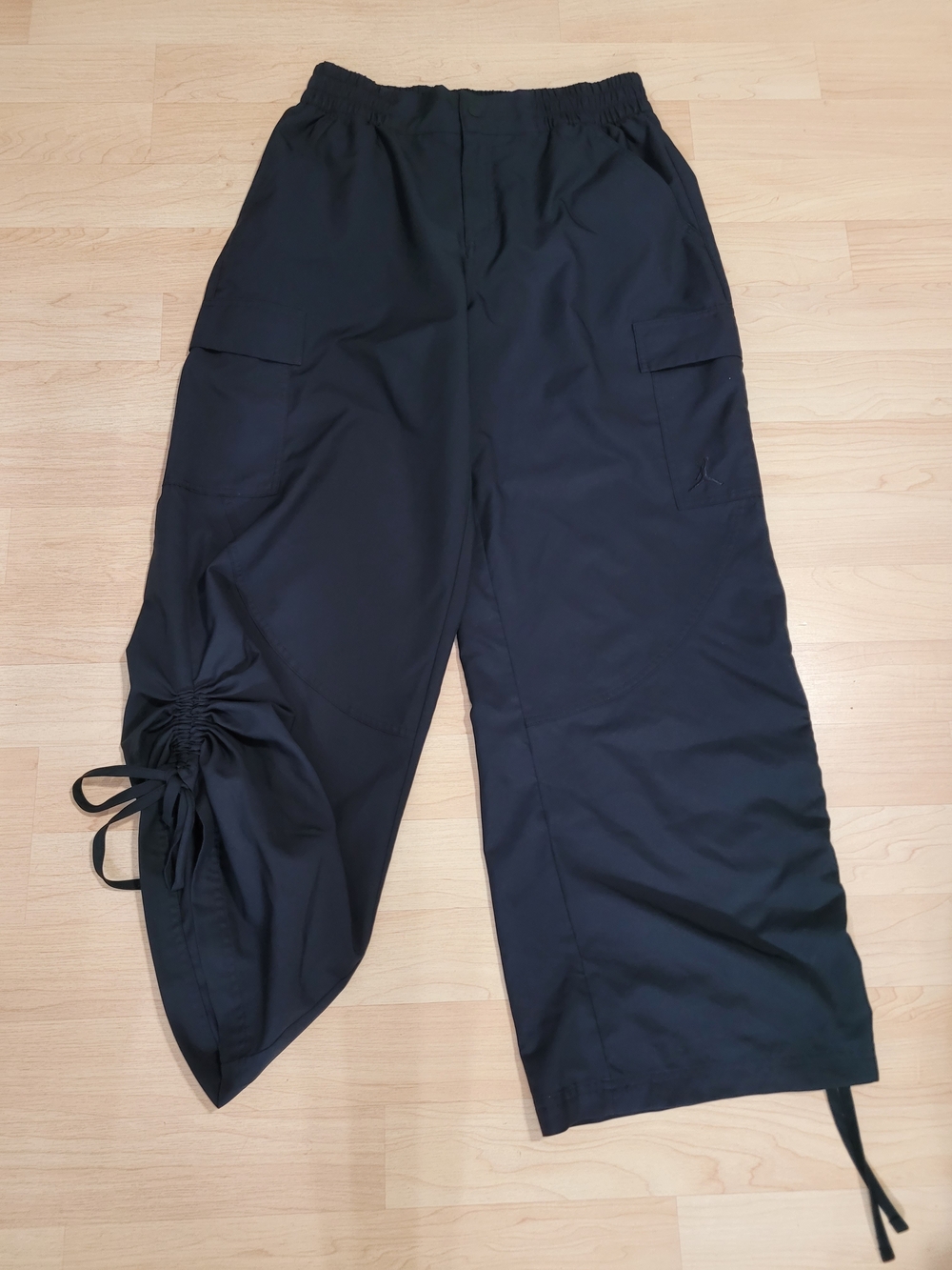 Jordan Chicago Utility Black Wide-Leg Cargo Pants with Leg Drawstring